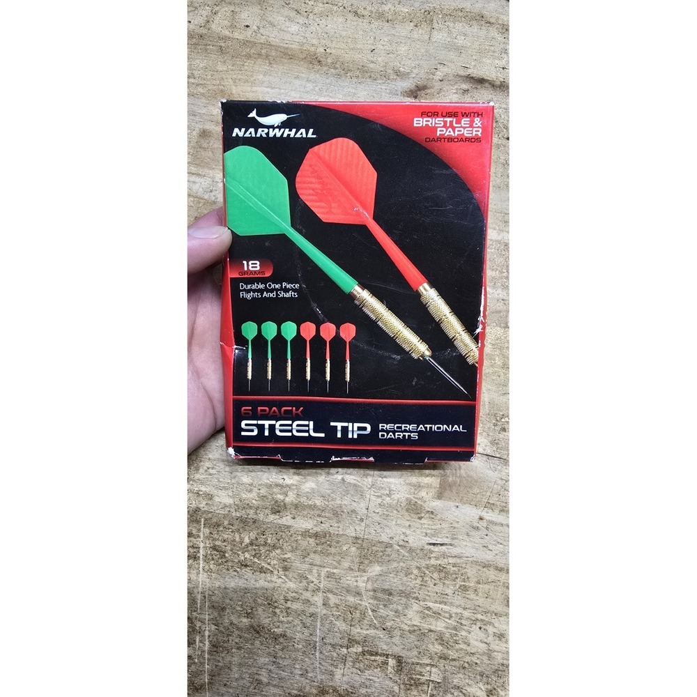 Narwhal Recreational Dart Board Darts Steel Tip 18g 6 Pack 3 Red, 3 Green Brand